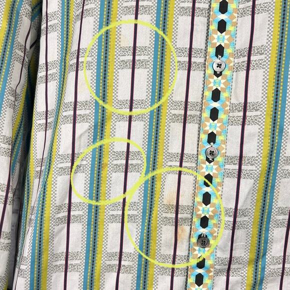 Robert Graham Mens XL Designer Wearable Art Maximalist Button Flip Cuff Shirt - Picture 10 of 13